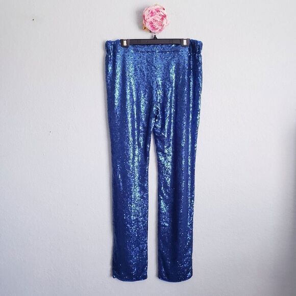 May & July Blue Sequin Elastic Waist Pull on Pants - Picture 5 of 8